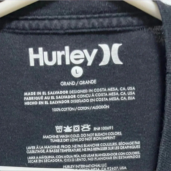 Hurley Logo Graphic Print Black T-shirt Preshrunk  Large - Picture 2 of 2
